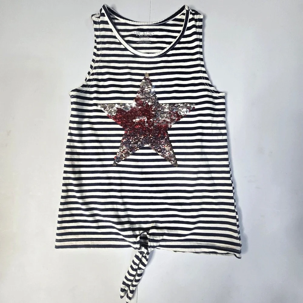 The Childrens Place 3pc Outfit Girls 7/8 Red White Blue Patriotic Americana Star